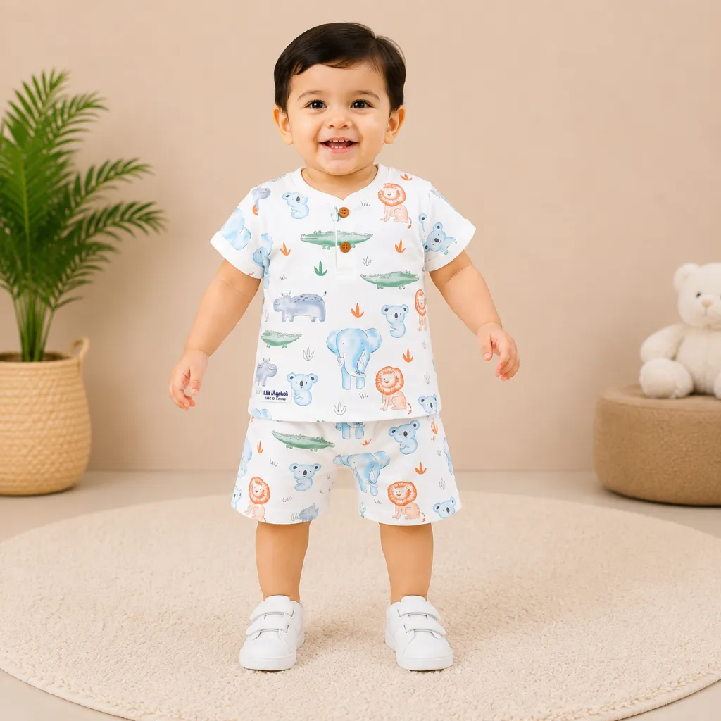 Kids T-Shirt & Shorts Set (0, White)