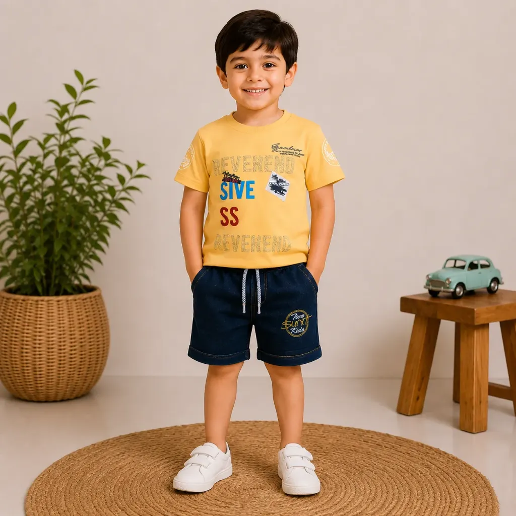 Boys’ Polo Print T-Shirt & Denim Shorts Set