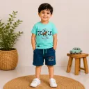Boys’ Polo Print T-Shirt & Denim Shorts Set